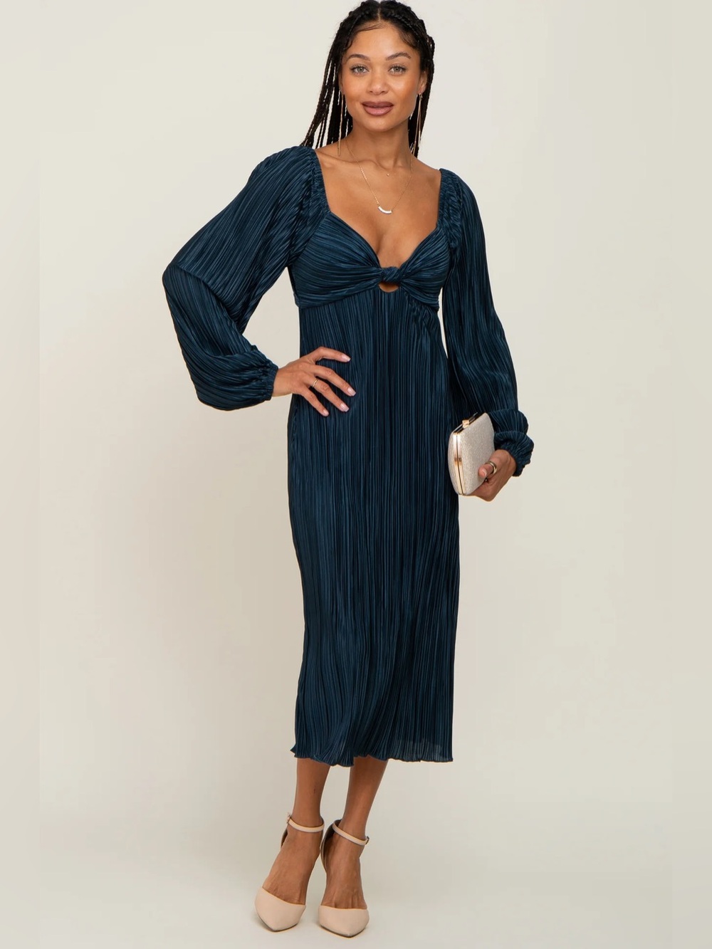 NWT Baltic Born Amani Plated Midi Dress in Peacock Blue size Large retails $79 - Picture 3 of 10
